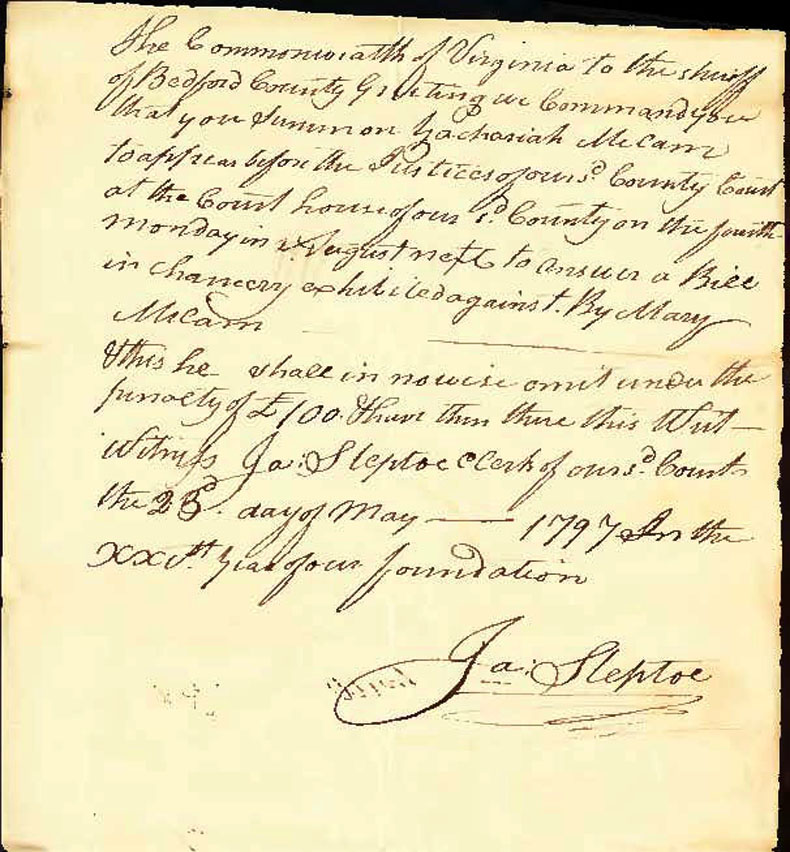 Chancery Court Writ 1797
